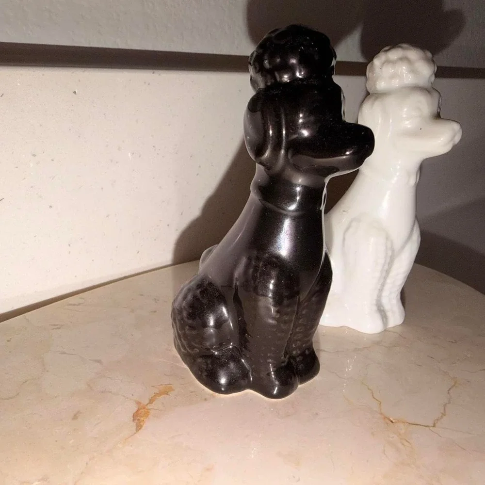 Black & white poodle salt & pepper shakers